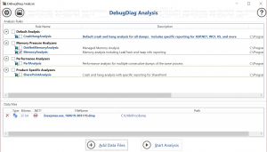 Using the memory analysis function on a dump file.