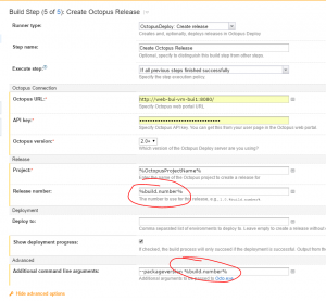 Creating an Octopus release with proper version number from within Teamcity.