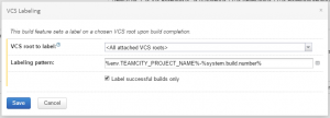 The VCS Labeling build feature in Teamcity.